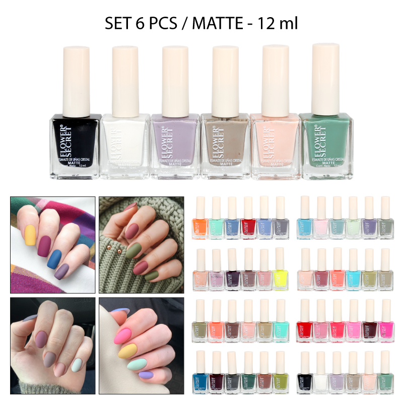 SET 6 ESMALTES MATTE DE COLORES SURTIDOS - 12 ML