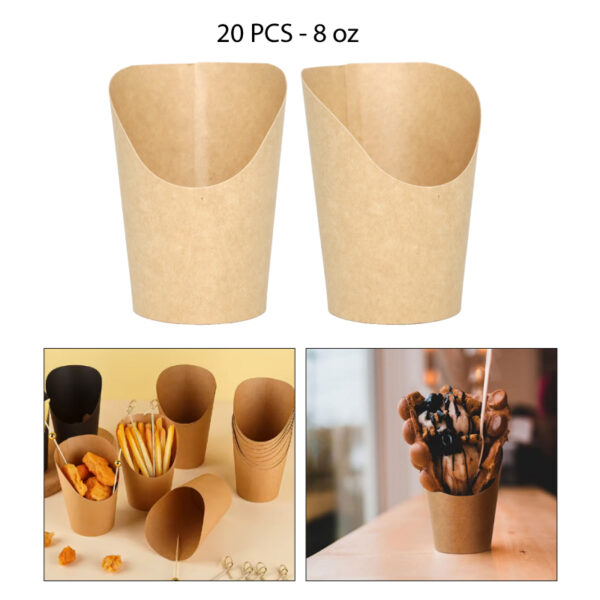 SET 20 VASOS DE PAPEL KRAFT PARA SNACKS - 8 OZ