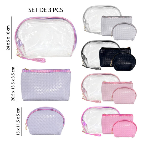 SET DE 3 COSMETIQUEROS CON TEXTURA