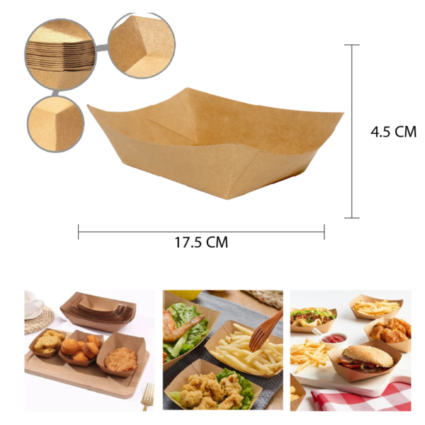 PLATO PARA SNACKS DE KRAFT  17.5 X 4.5 CM - 20 PCS