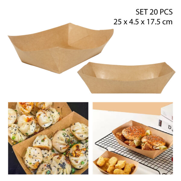 PLATO PARA SNACKS DE KRAFT 25 X 4.5 CM - 20 PCS