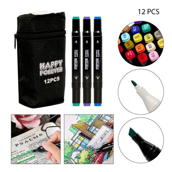 MARCADORES DOBLE PUNTA - 12 PCS