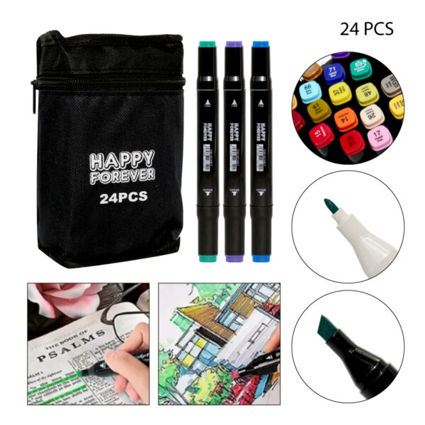 MARCADORES DOBLE PUNTA - 24 PCS
