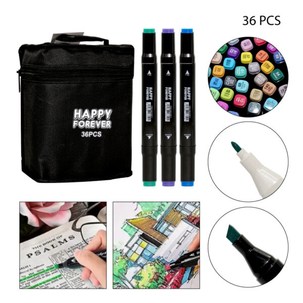MARCADORES PLUMONES DOBLE PUNTA - 36 PCS