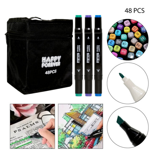 MARCADORES PLUMONES DOBLE PUNTA - 48 PCS