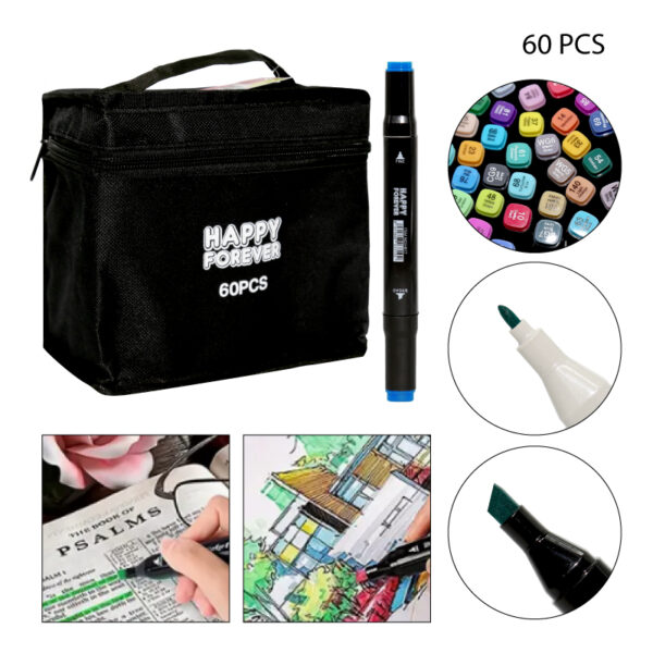 MARCADORES DOBLE PUNTA - 60 PCS