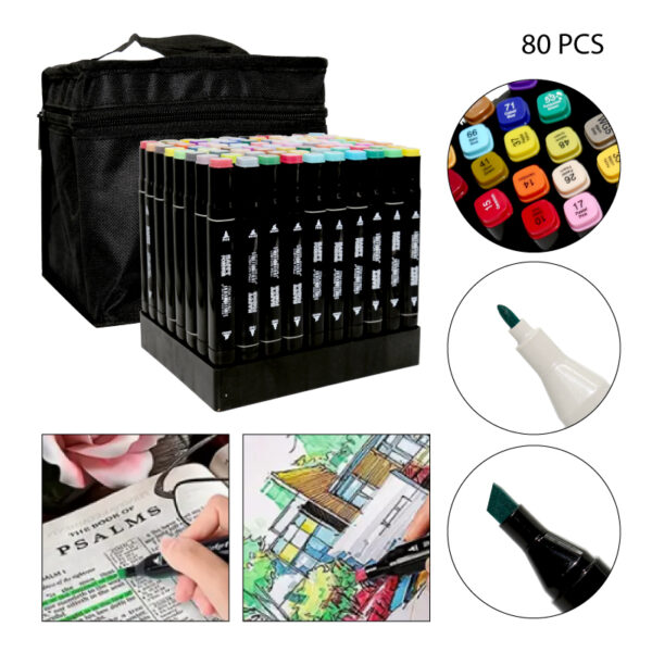 MARCADORES PLUMONES DOBLE PUNTA - 80 PCS