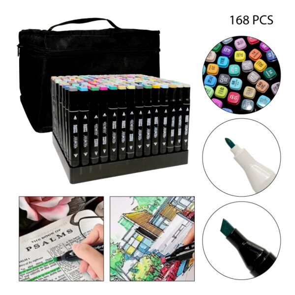 MARCADORES DOBLE PUNTA - 168 PCS