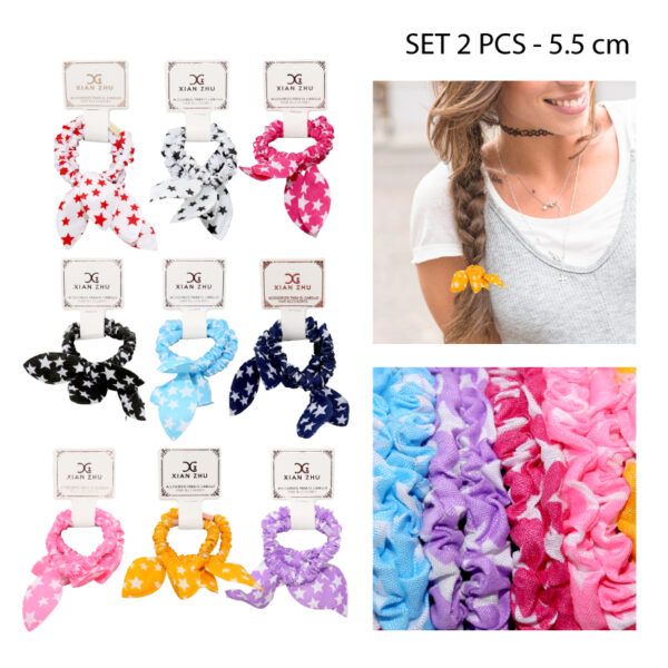 SET 2 COLETS ELÁSTICOS DE TELA PARA EL CABELLO - ESTRELLAS