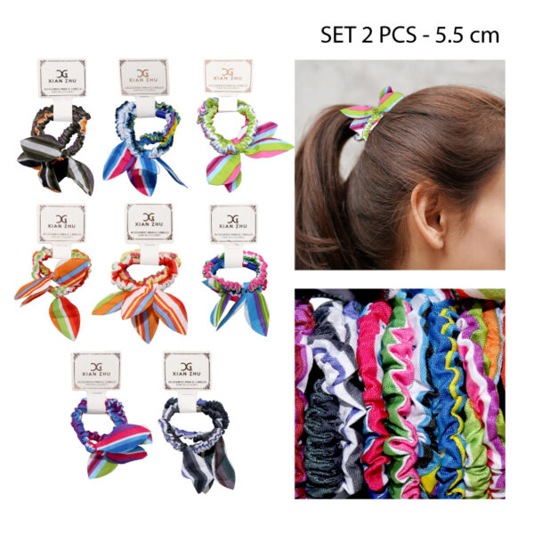 SET 2 COLETS ELÁSTICOS DE TELA PARA EL CABELLO - MULTICOLOR