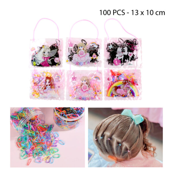 SET 100 ELÁSTICOS PARA EL CABELLO - PRINCESAS