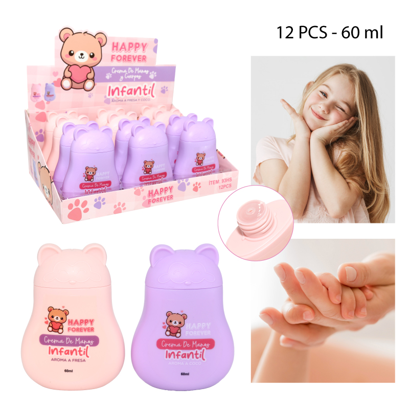 CREMA HIDRATANTE DE MANOS INFANTIL, COCO Y FRESA - 60 ML