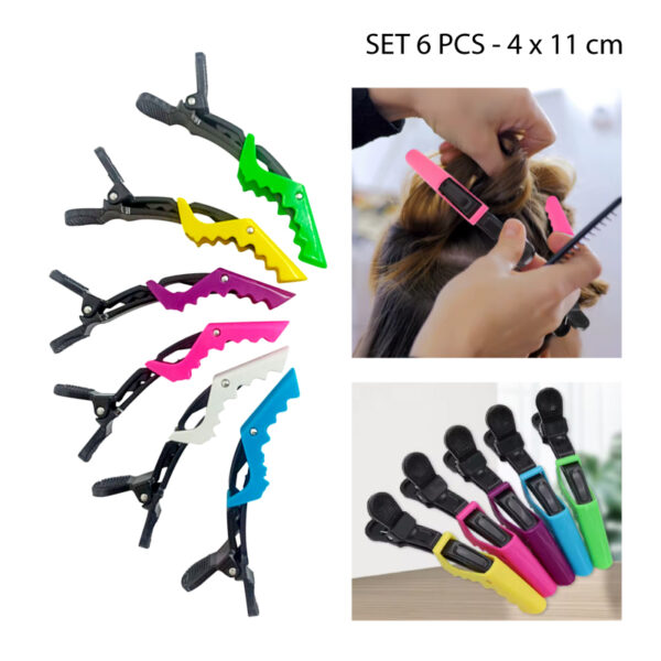 PINZA PARA PELUQUERÍA COCODRILO - 6 PCS