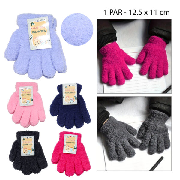 GUANTES UNICOLOR DE FELPA SUAVE - INFANTIL