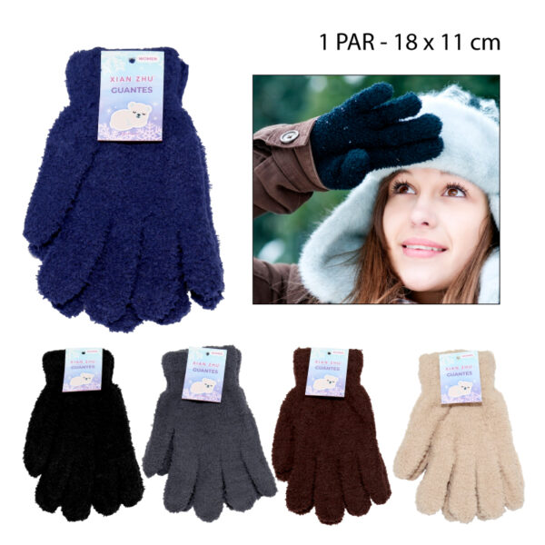 GUANTES UNICOLOR DE FELPA SUAVE PARA MUJER