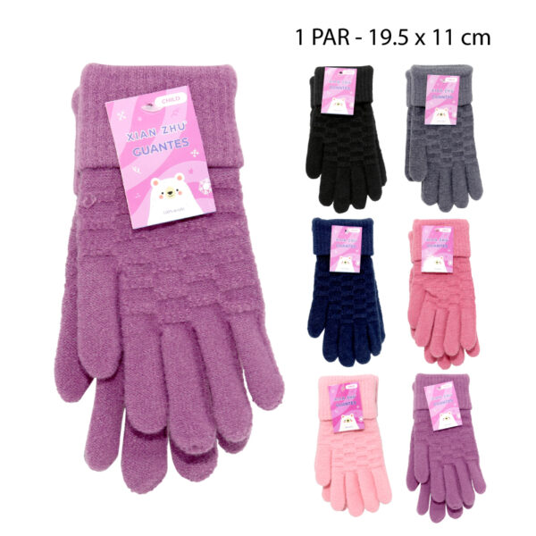 GUANTES DE LANA CON DISEÑO TEJIDO - INFANTIL