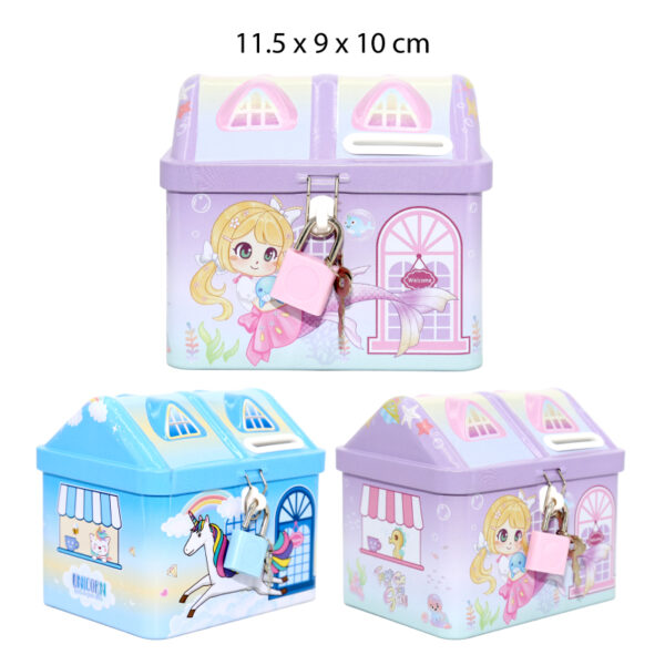 ALCANCIA METÁLICA CON CANDADO - DISEÑO DE CASITA
