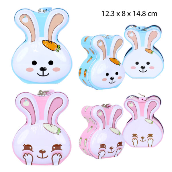ALCANCIA METÁLICA CON CANDADO - DISEÑO DE CONEJO