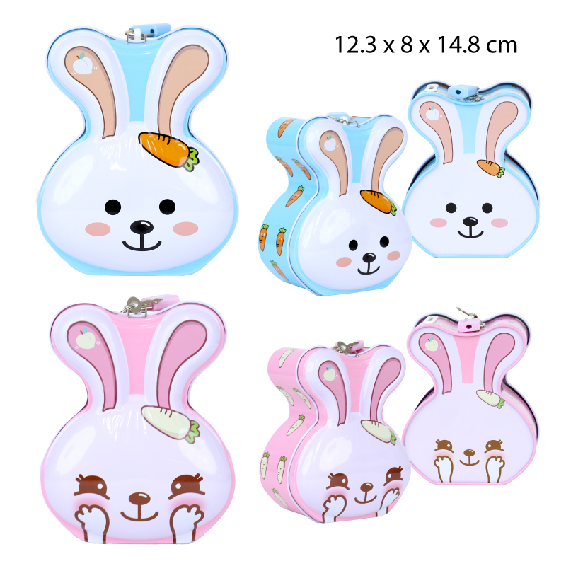 ALCANCIA METÁLICA CON CANDADO - DISEÑO DE CONEJO