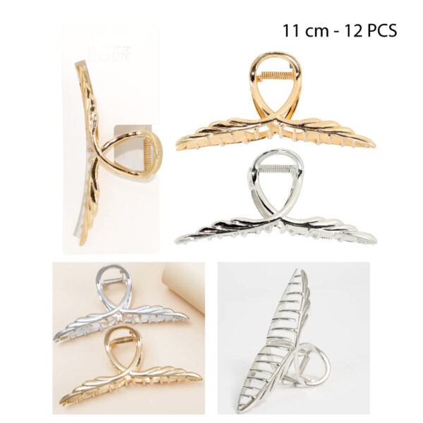 PINZA METÁLICA PARA EL CABELLO DISEÑO DE PLUMAS