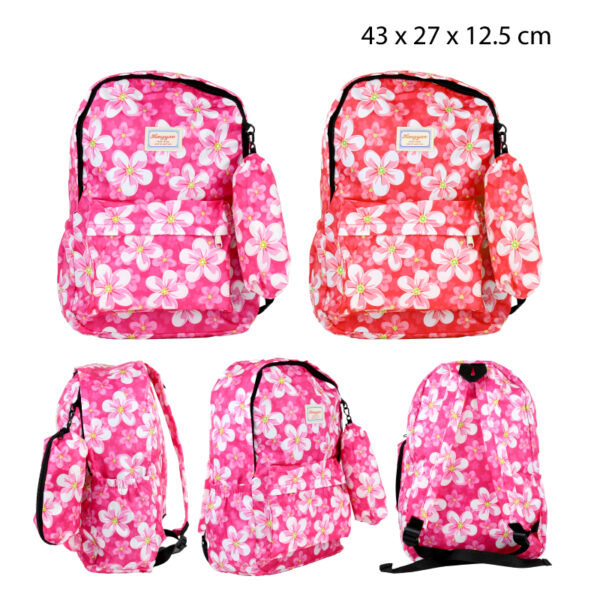 MOCHILA FLOREADA CON ESTUCHE