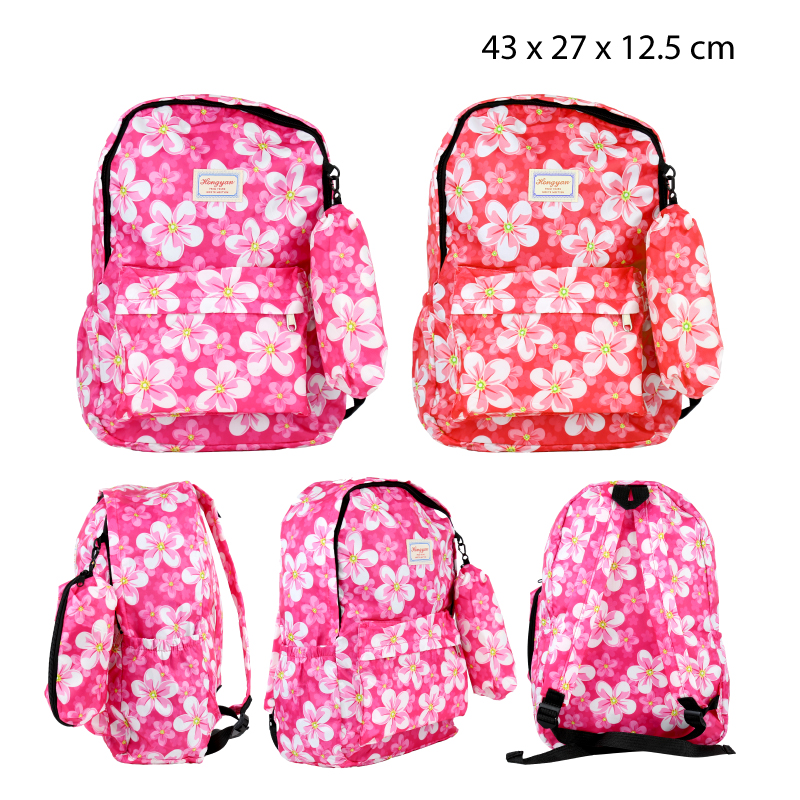 MOCHILA FLOREADA CON ESTUCHE