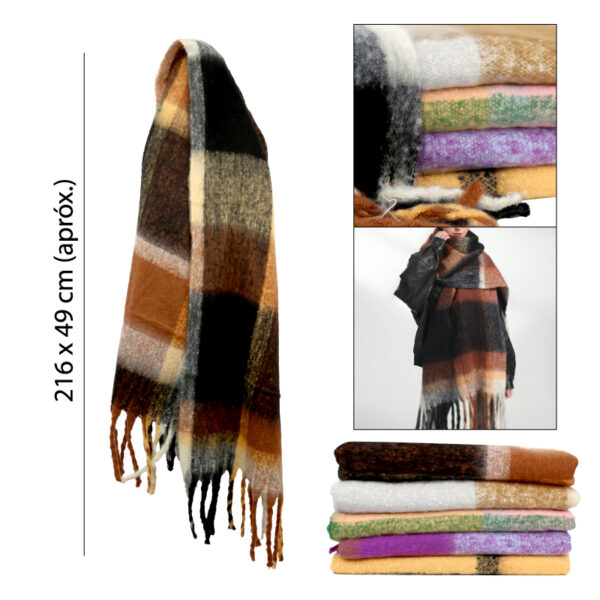 BUFANDA DE INVIERNO CON DISEÑO A CUADROS