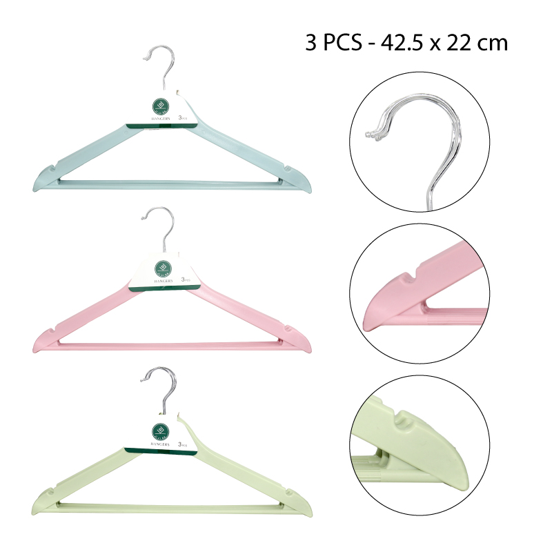 SET 3 COLGADORES DE ROPA PLÁSTICOS