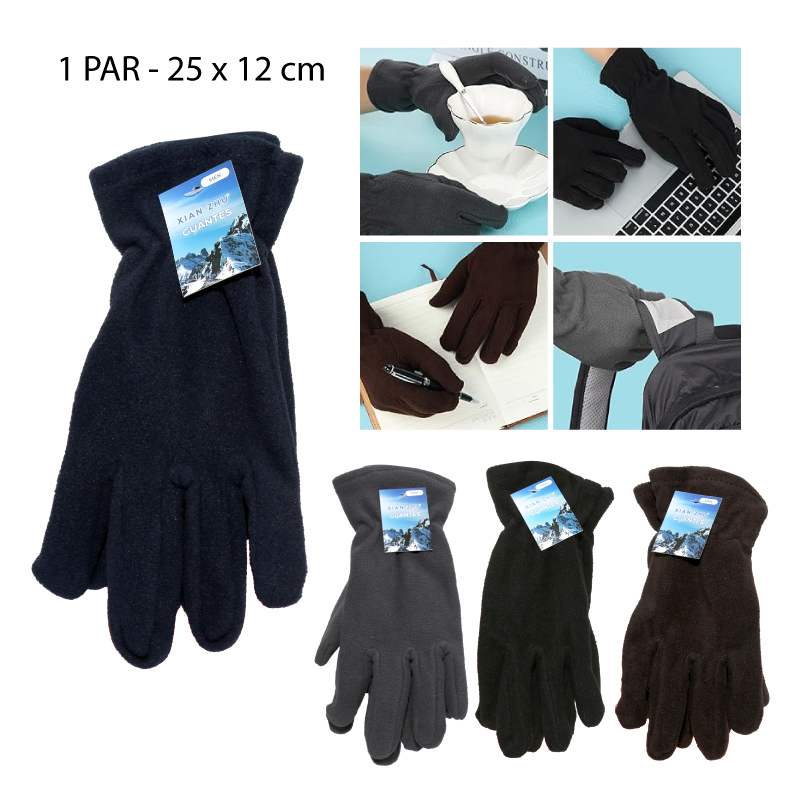 GUANTES UNICOLOR DE POLAR PARA HOMBRE