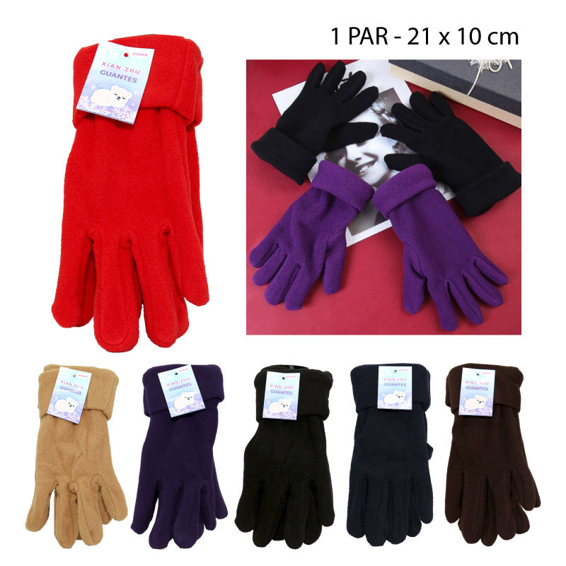 GUANTES UNICOLOR DE POLAR PARA MUJER