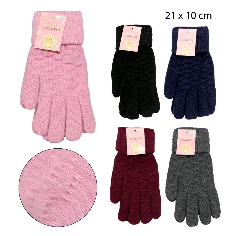 GUANTES DE LANA CON DISEÑO TEJIDO - MUJER