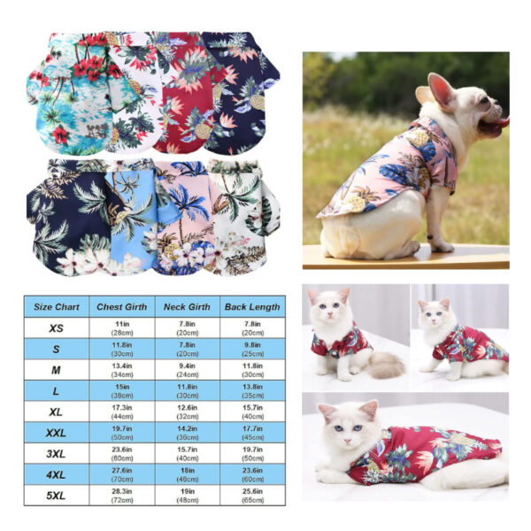 CAMISA DE PLAYA ESTILO HAWAIANO PARA MASCOTAS