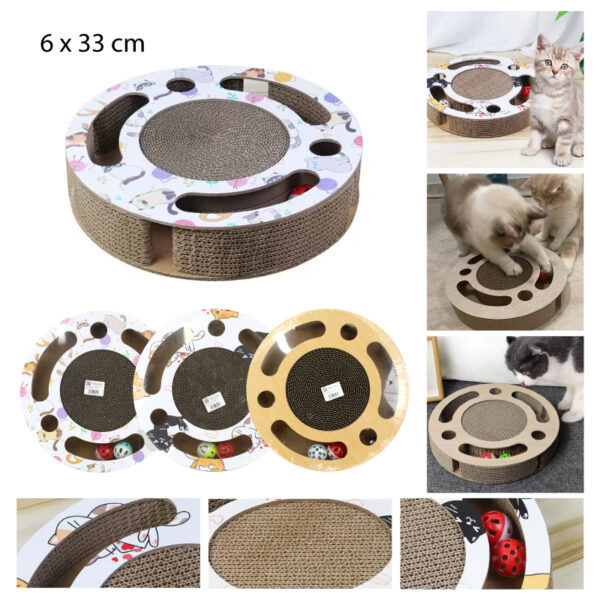 RASCADOR REDONDO ENTRETENIDO PARA GATOS - 33 CM