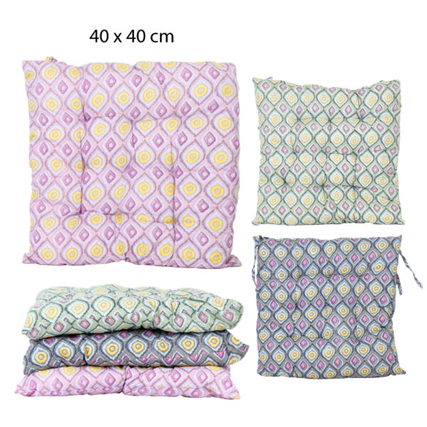 COJÍN ACOLCHADO PARA ASIENTO, DISEÑO ROMBOS - 40 X 40 CM