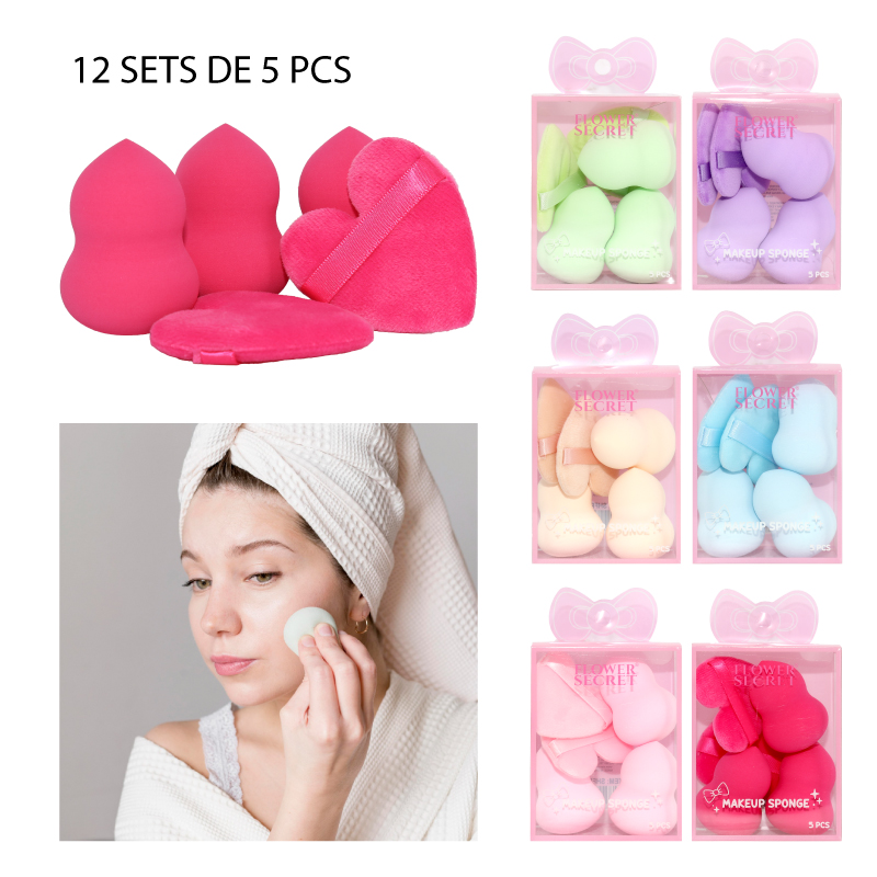SET DE 5 ESPONJAS "BEAUTY BLENDER" Y ESPONJAS "PUFF"