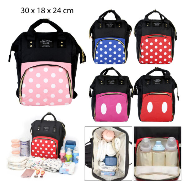 MOCHILA PAÑALERA ESTAMPADA DE LONA
