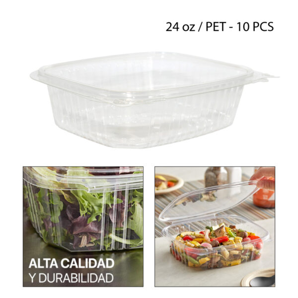 CAJA PLÁSTICA TRANSPARENTE PARA ALIMENTOS - 24 OZ