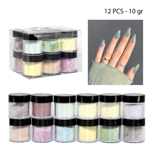 POLVO ACRÍLICO PARA UÑAS COLORES GLITTER