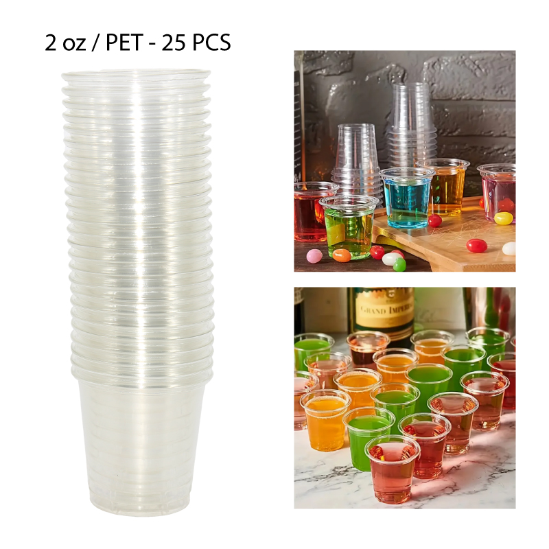 VASOS PLÁSTICOS TRANSPARENTES - 2 OZ