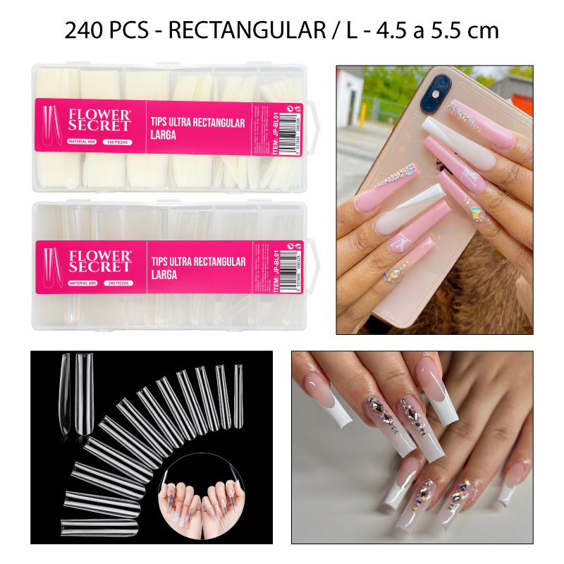 SET DE 240 TIPS ULTRA LARGAS - RECTANGULARES