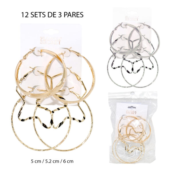 SET DE 3 AROS REDONDOS Y ESTRELLAS / 5 - 6 CM