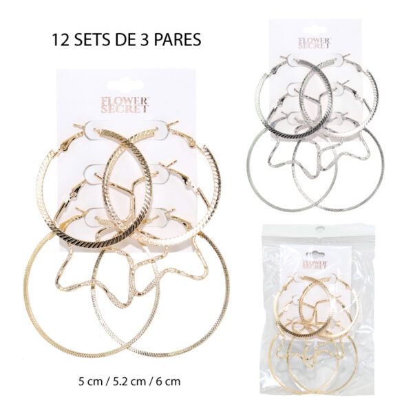 SET DE 3 AROS REDONDOS Y ESTRELLAS / 5 - 6 CM