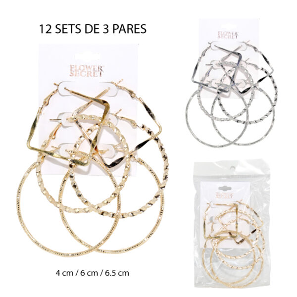 SET DE 3 AROS REDONDOS Y CUADRADOS / 4 - 6.5 CM