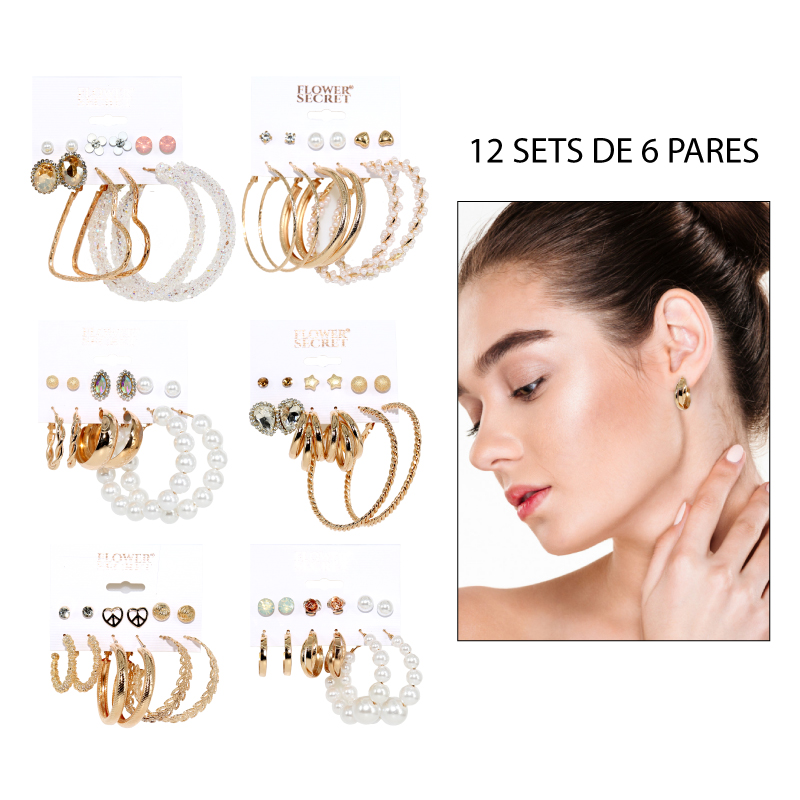 SETS DE 6 PARES DE ARETES