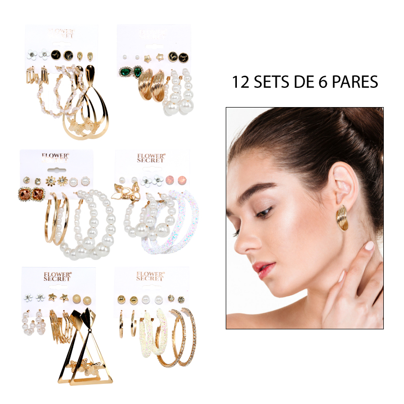 SETS DE 6 PARES DE ARETES