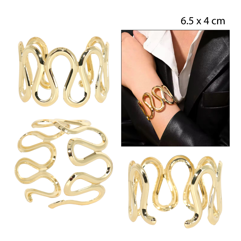 BRAZALETE ABIERTO METÁLICO SERPENTEADO