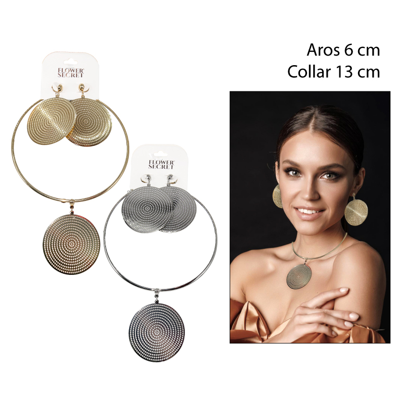 SET COLLAR + AROS DISEÑO MEDALLÓN