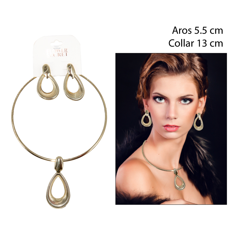 SET COLLAR + AROS DISEÑO DE GOTA