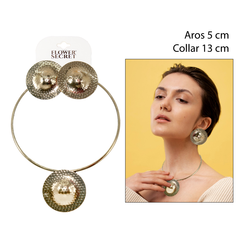 SET COLLAR + AROS DISEÑO MEDALLÓN