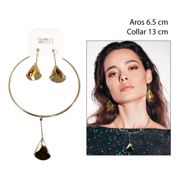 SET COLLAR + AROS DISEÑO DE PÉTALO